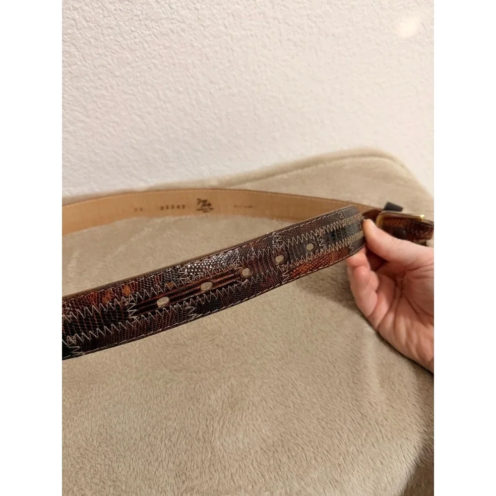 Tony Lama Mens 34 Brown Lizard Patchwork Western Leather Belt 20543 Made in USA